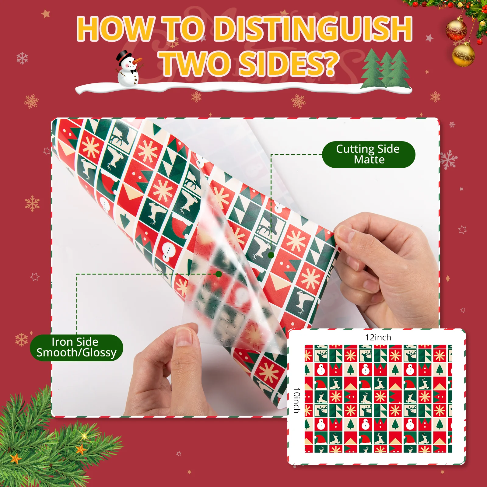 2025 New Models Christmas Patterned Heat Transfer Vinyl Bundle - 13 Sheets 12"x10" - Image 5