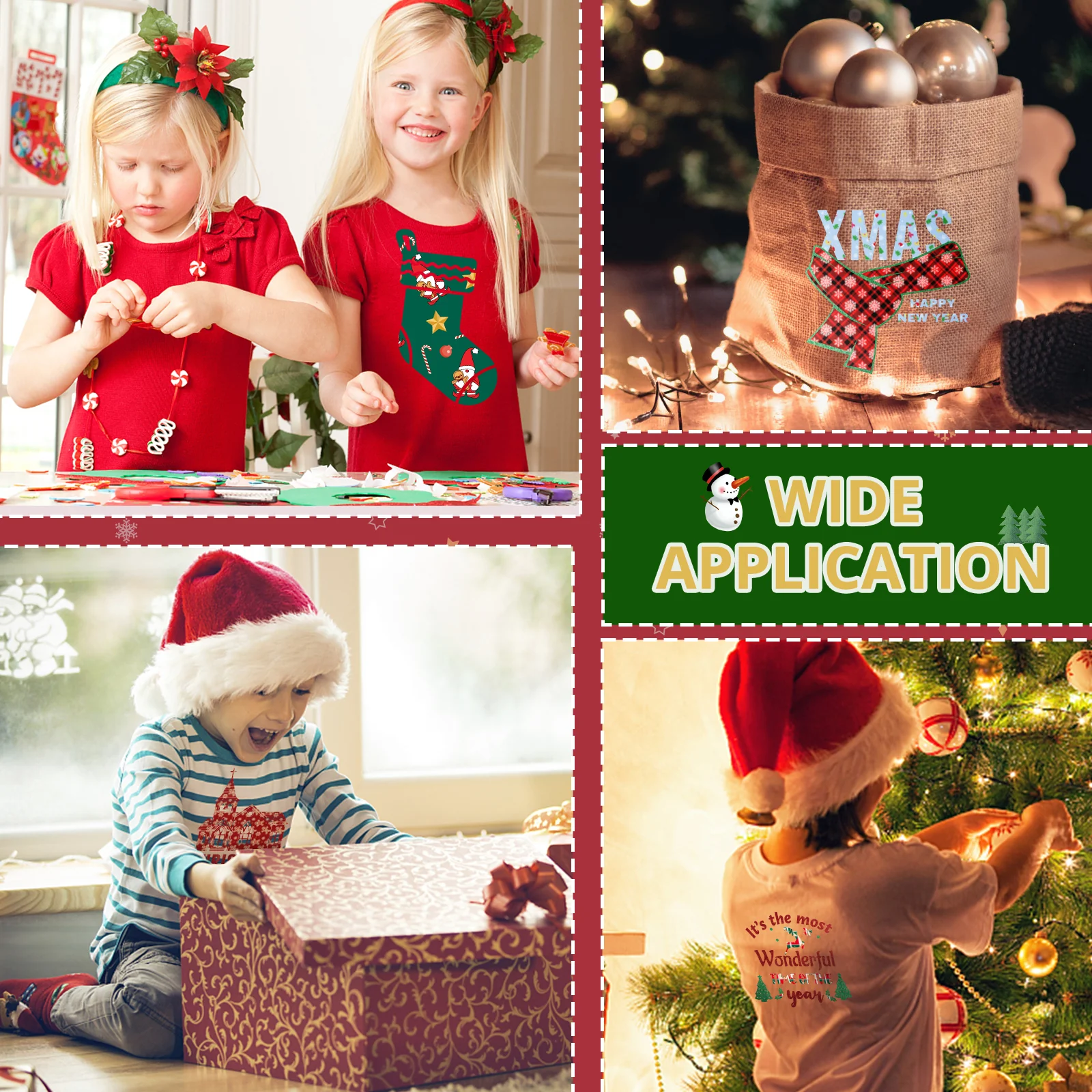 2025 New Models Christmas Patterned Heat Transfer Vinyl Bundle - 13 Sheets 12"x10" - Image 6