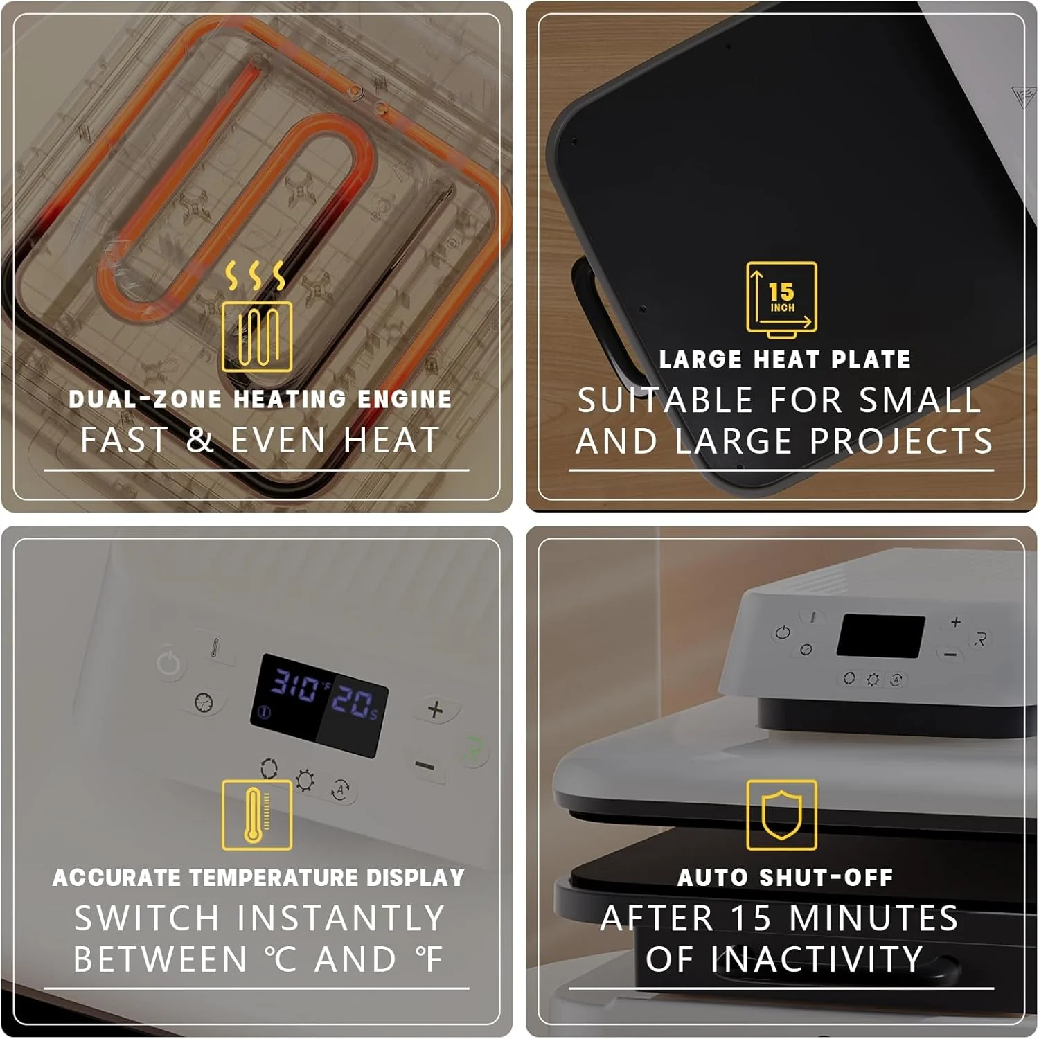 HTVRONT Auto Heat Press 15"x15" 230V - (2 Colours) - Image 10
