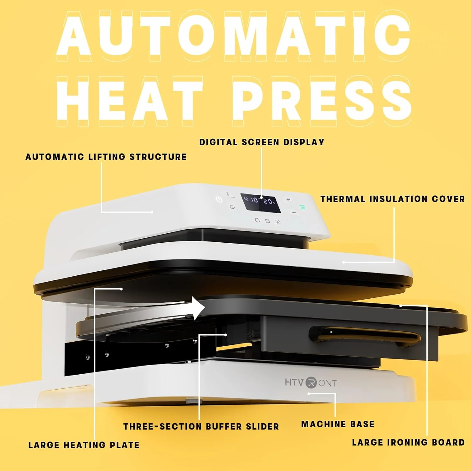 HTVRONT Auto Heat Press 15"x15" 230V - (2 Colours) - Image 3