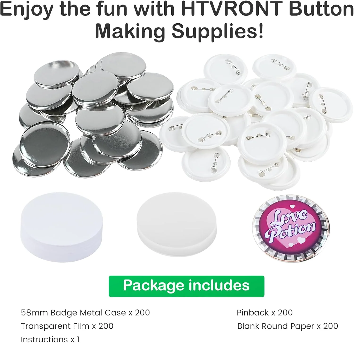 Button Maker Machine 58mm with Free 110pcs Button Supplies - No Need to Install Pin Maker - Image 12