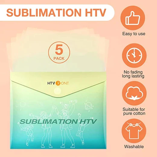 Clear Sublimation HTV for Light Fabric - 12" x 10" 5 Pack - Image 4