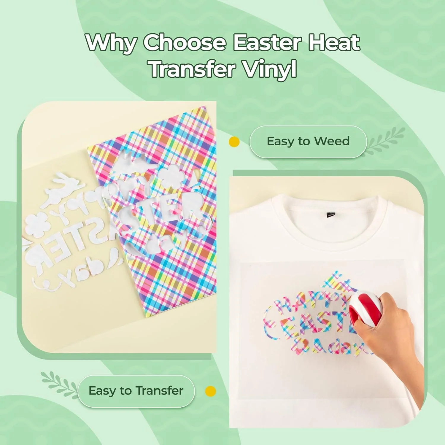 Easter Plaid Heat Transfer Vinyl - 11 Pack Easter Iron on Vinyl for T-Shirts - 12"x10" - Image 4
