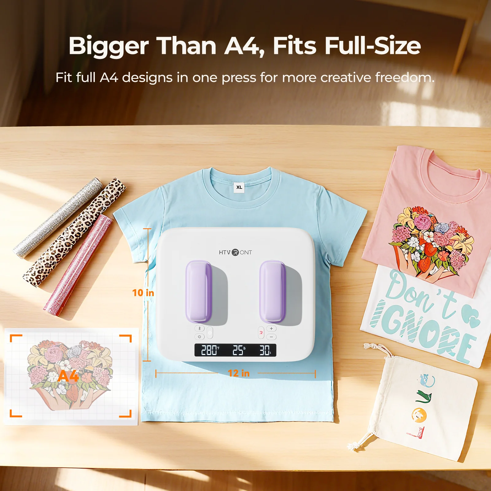 [Essential Bundle] H10 12"x10" Heat Press +Accessoris Essential Bundle - Lavender Purple - Image 7