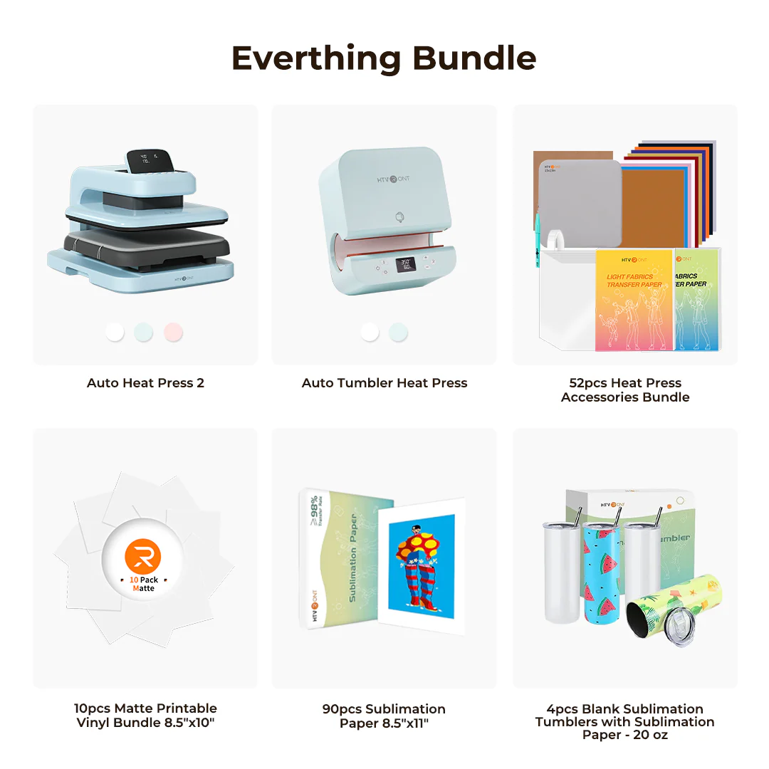 [Everything Bundle] HTVRONT Auto Heat Press 2 + HTVRONT Tumbler Heat Press + Accessories Bundle - Image 3