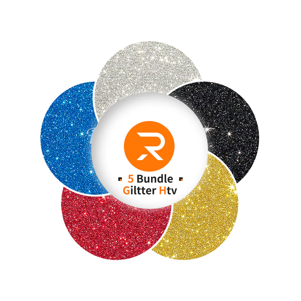 Glitter Heat Transfer Vinyl Bundle - 12" x 10" 5 Pack (5 Assorted Colours) - Image 5