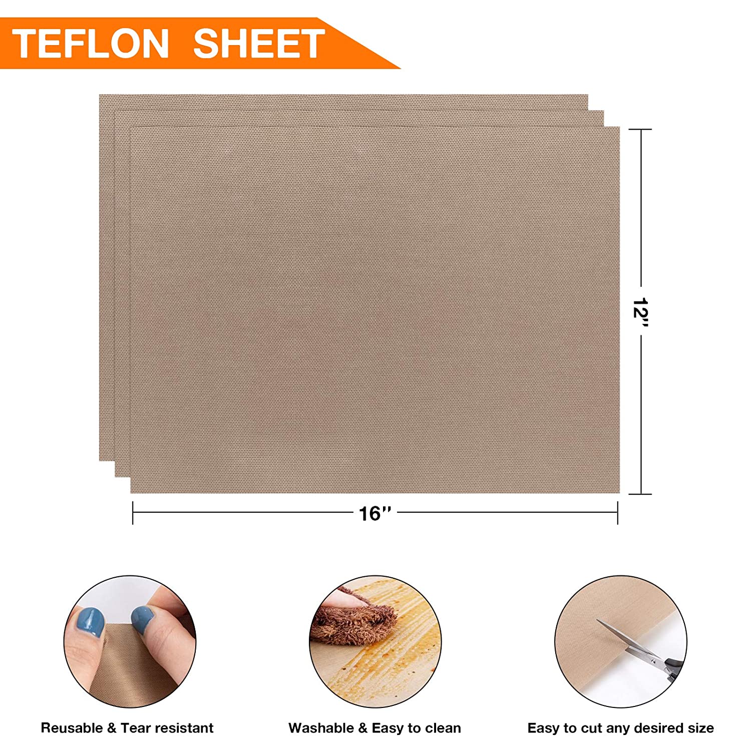PTFE Sheet for Heat Press - 16"x12"(3pcs/10pcs/3pcs+3 Heat-Resistant Tapes) - Image 7