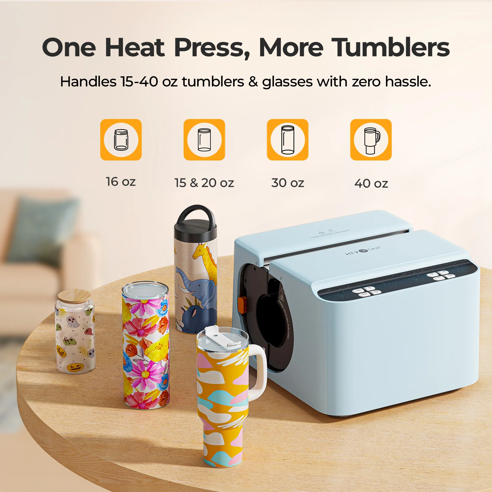 HTVRONT A200 Auto Tumbler Heat Press, Pro Kit - Daisy White - Image 8