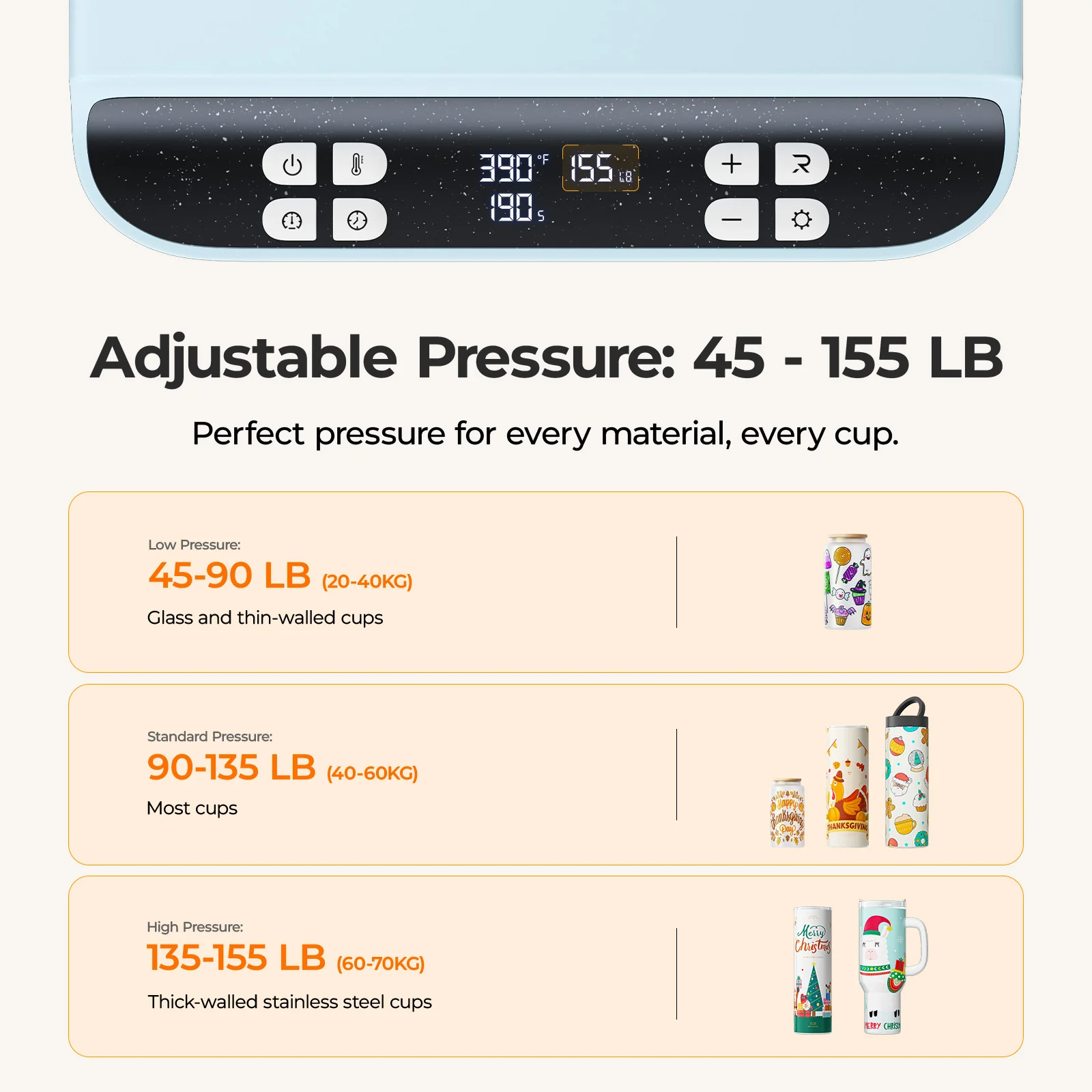 HTVRONT A200 Auto Tumbler Heat Press, Pro Kit - Daisy White - Image 4