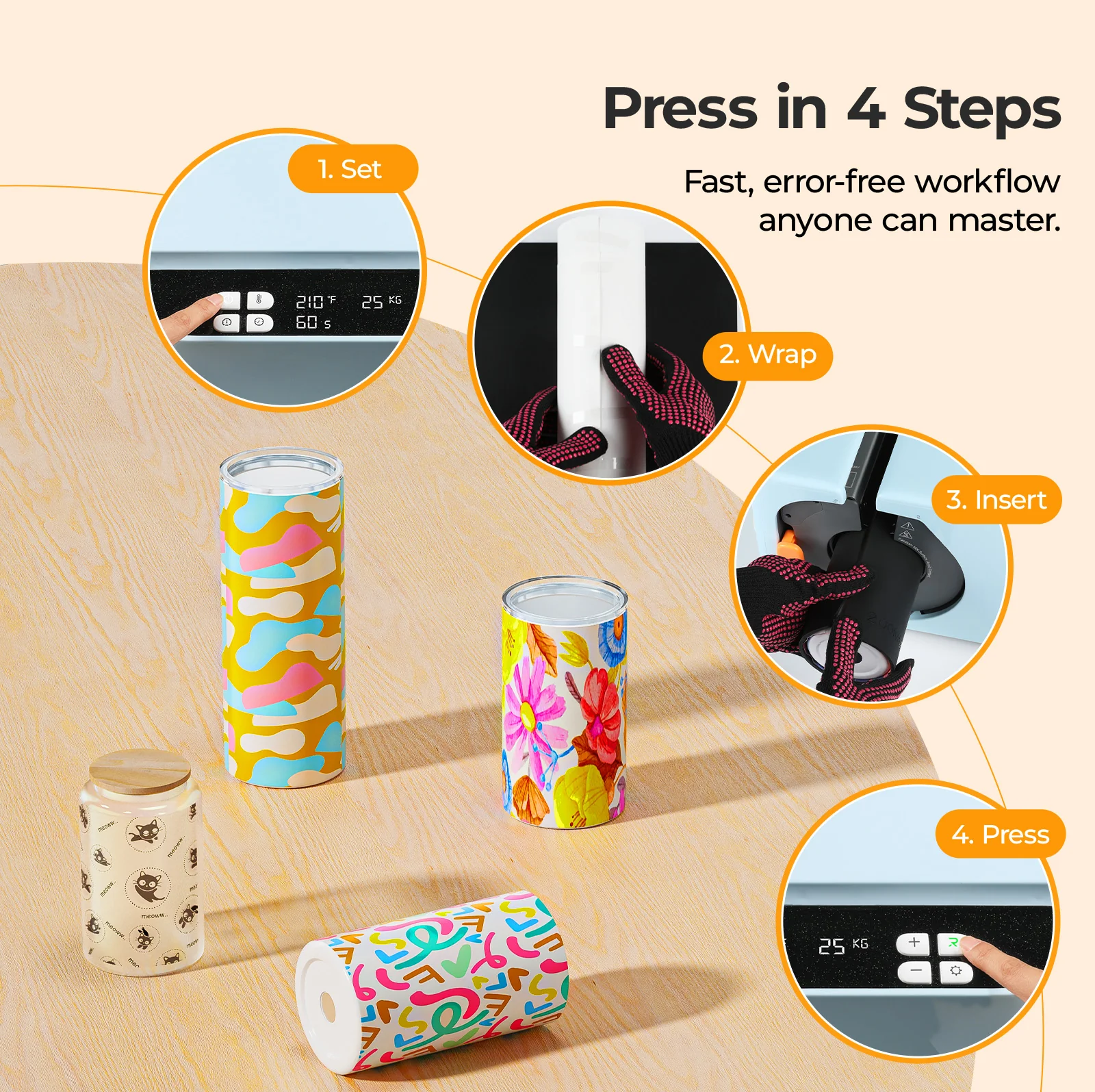 HTVRONT A200 Auto Tumbler Heat Press,  A200 Standard Kit A - Image 4