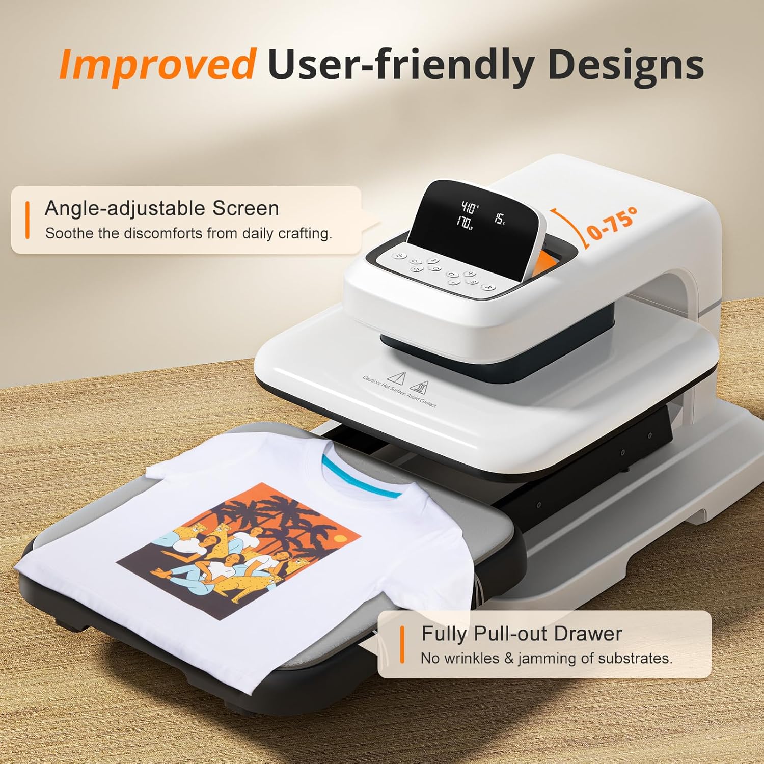 HTVRONT Auto Heat Press 2 - Digit 230V,Your Smartest Solution of Heat Transferring.For DTF,HTV,Sublimation,PUFF.For DIY T shirt,hat,jacket,pillow,ceramic,hoodie, and more - Image 15