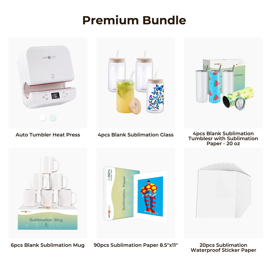 [Premium Bundle] HTVRONT Tumbler Heat Press + Blank Cups Premium Bundle - White - Image 2