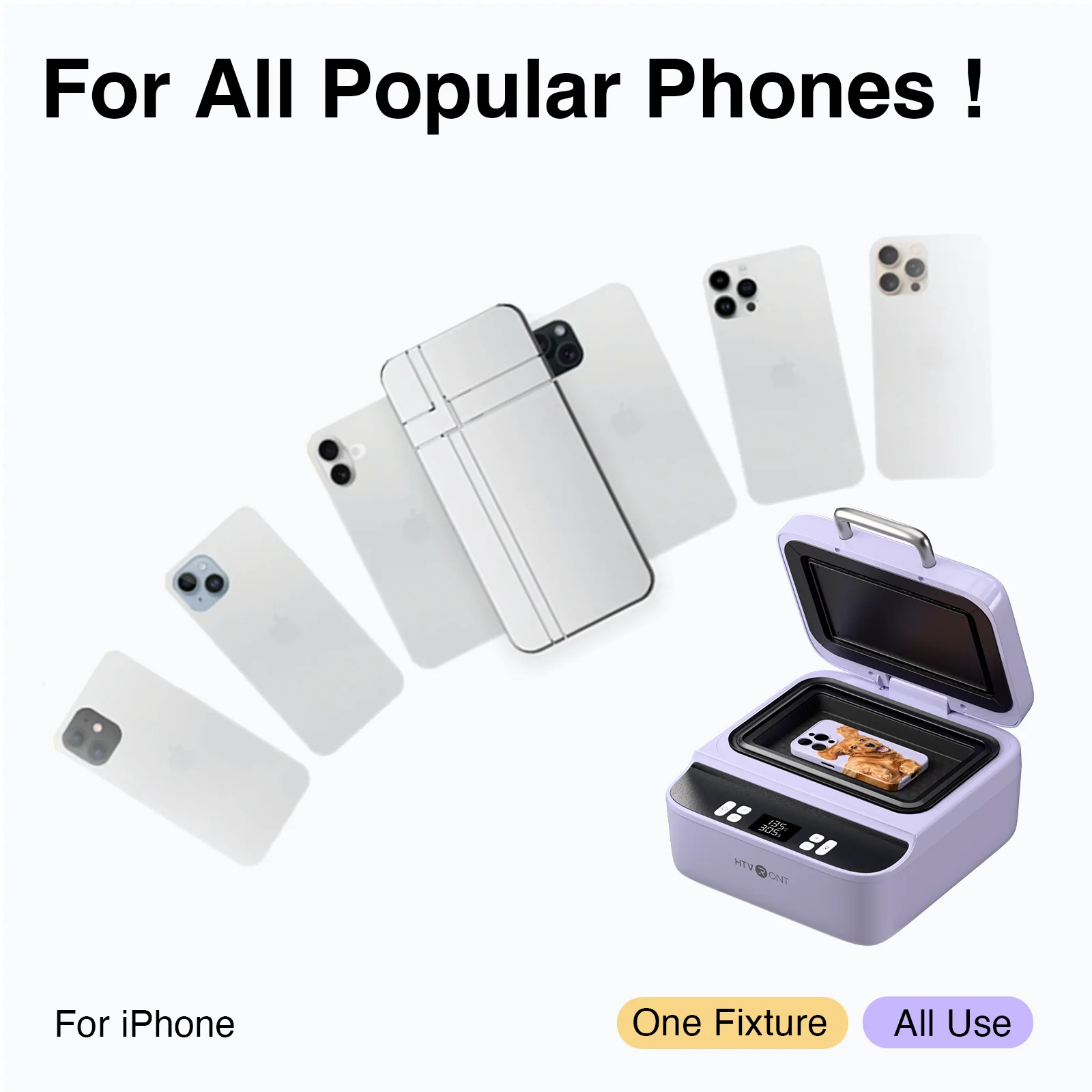 HTVRONT H17 Phone Case Heat Press Standard Kit (Included Fixture Set x1, Sublimation Film(A4) x 5, Sublimation Badge(58 mm) x 3, Tools) - Image 4