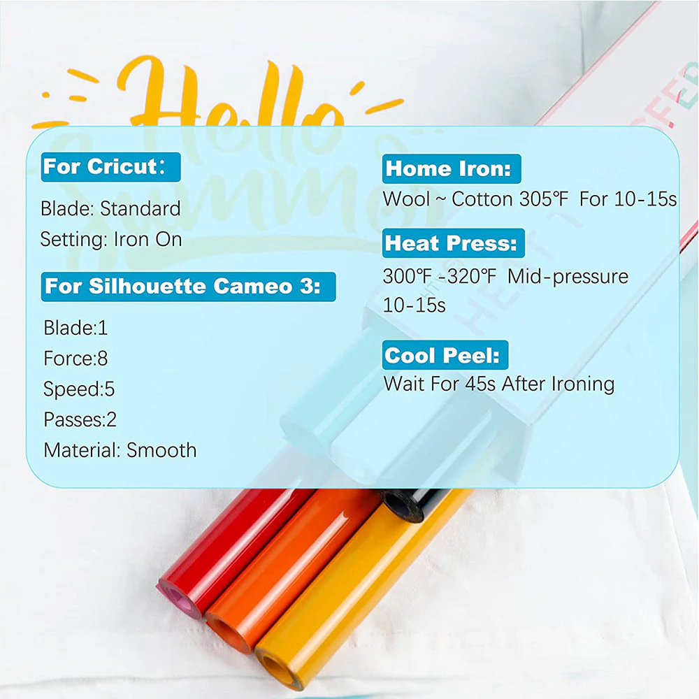 Heat Transfer Vinyl Bundle - 12"x5 Ft (6 Assorted Colours） - Image 10