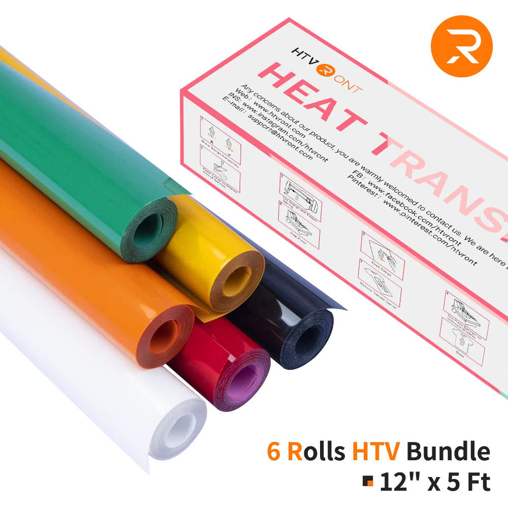 Heat Transfer Vinyl Bundle - 12"x5 Ft (6 Assorted Colours） - Image 5