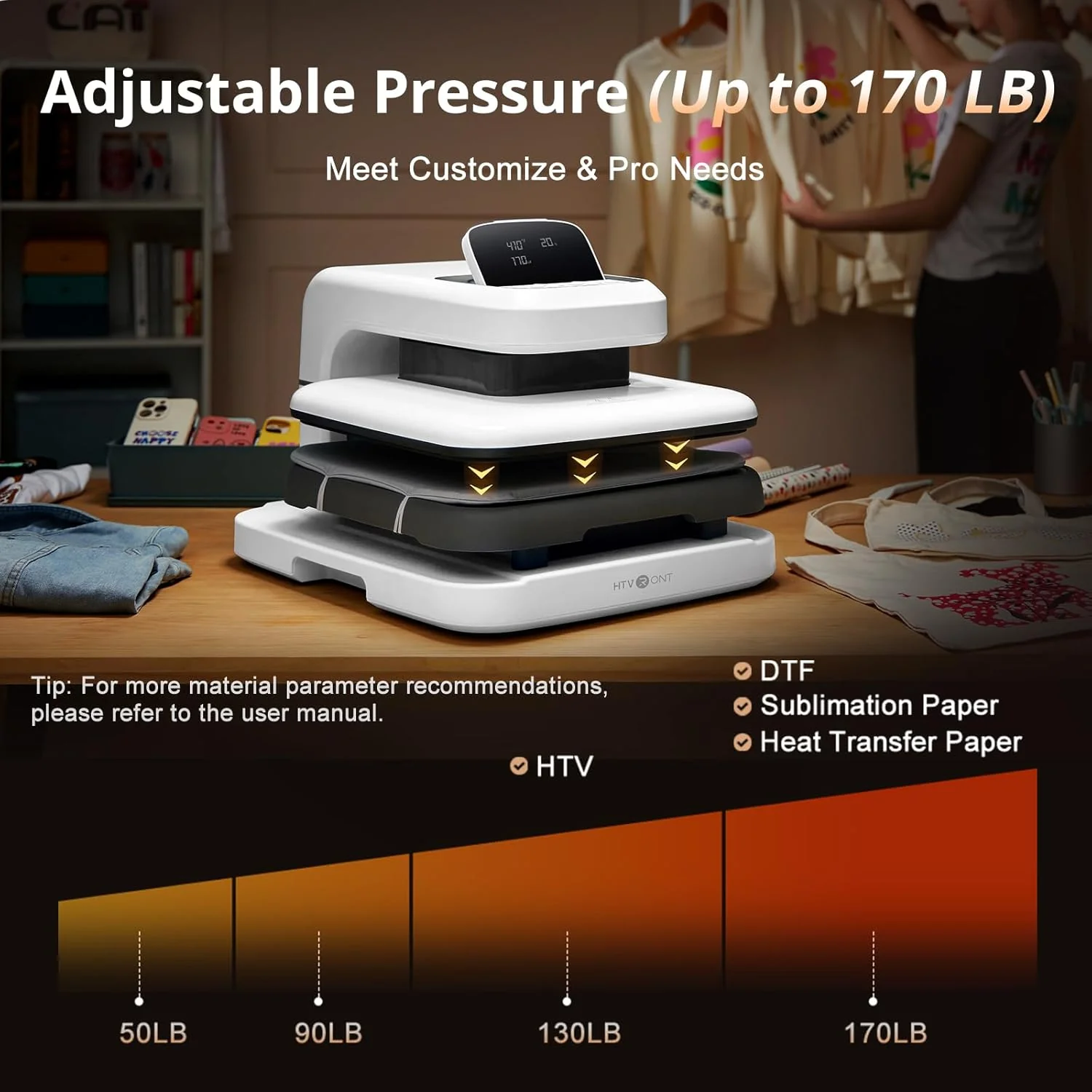[Everything Bundle] HTVRONT Auto Heat Press 2 + HTVRONT Tumbler Heat Press + Accessories Bundle - Image 6