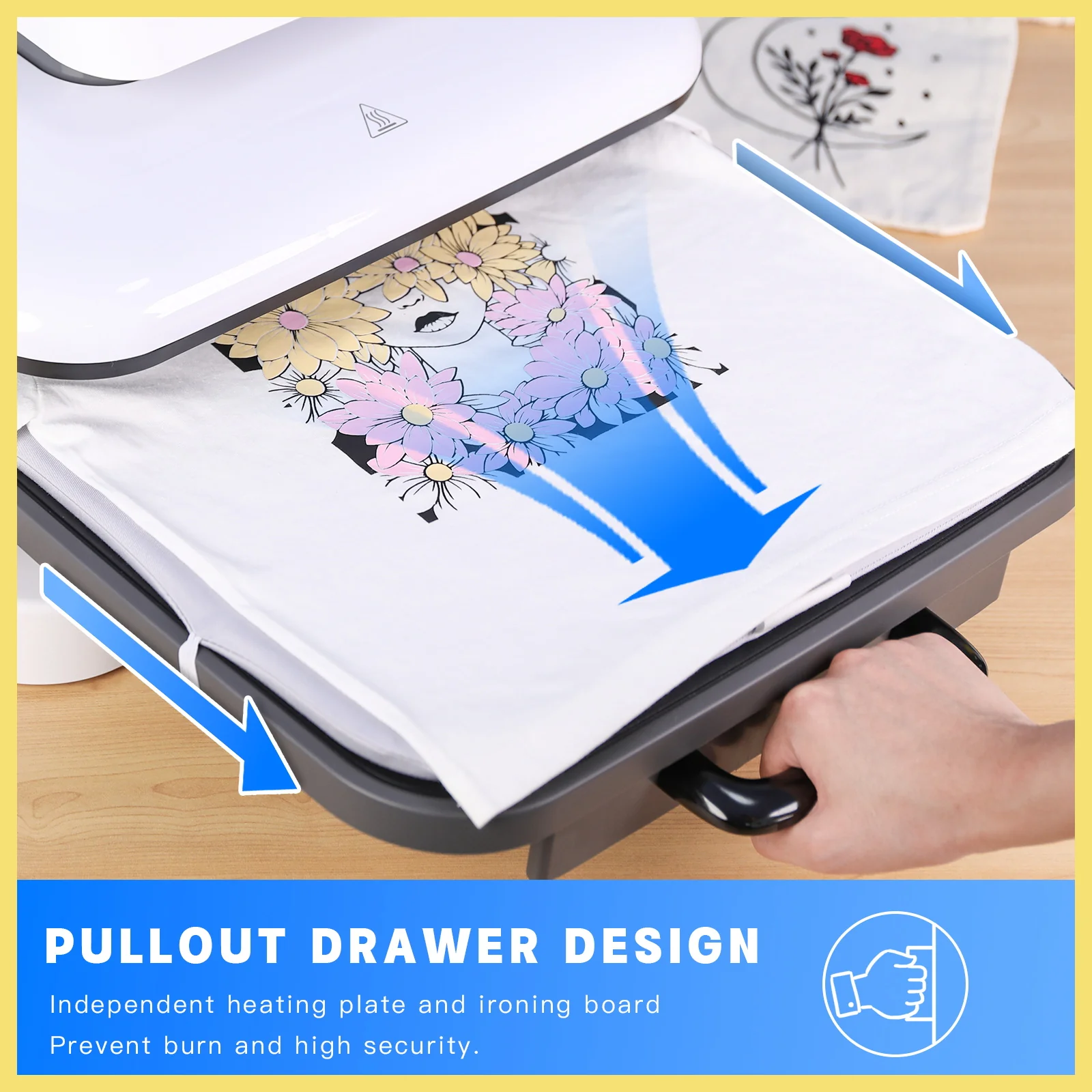 [Essential Bundle] HTVRONT Auto Heat Press + Heat Press Accessories Bundle - Light Blue - Image 4