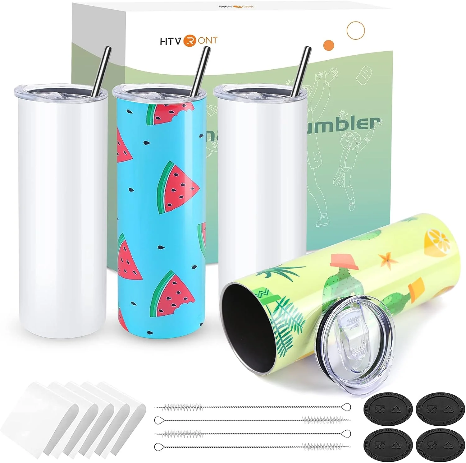 Sublimation Tumbler Blank with Sublimation Paper - Skinny Straight - 20 OZ( 4 Pack) - Image 8