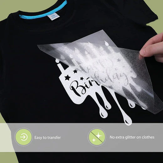 White Glitter Heat Transfer Vinyl Roll for Sublimation - 10" x 6 Ft (2 Colours) - Image 3
