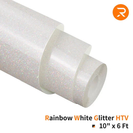 White Glitter Heat Transfer Vinyl Roll for Sublimation - 10" x 6 Ft (2 Colours) - Image 6